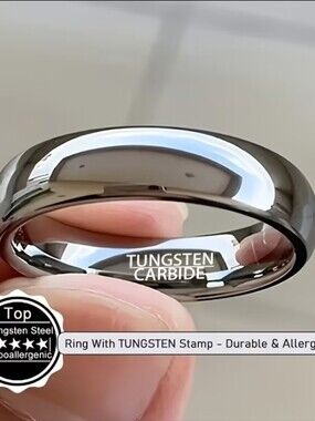New Tungsten Carbide Steel Size 5 Ring, Hypoallergenic With Comfort-fit Finish